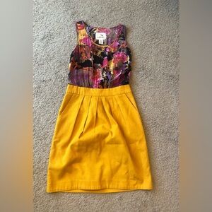 Tabitha Pencil Dress Womens Short Yellow And Multicolored Sleeveless Size 4